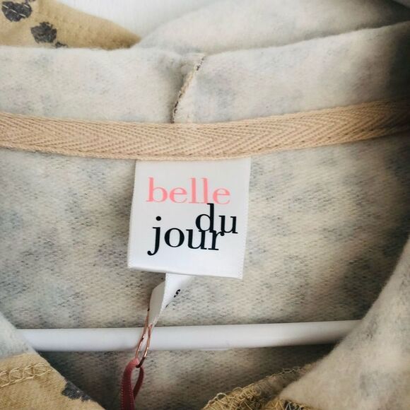 Brand New Belle Du Jour Leopard Print Pullover Hoodie For Women Size‎ Small - Picture 2 of 7